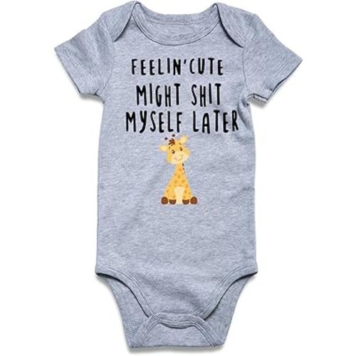 Funnycokid Baby Boys Girls Bodysuit Funny Newborn Romper Short Sleeve Infant Neutral Outfits Jumpsuit 0-12 Months
