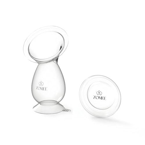 Zomee Manual Breast Pump Silicone Milk Collector – Hands-Free Milk Collection Bottle for Breastfeeding Moms – BPA-Free, Leak-Proof, Spill-Proof Design - Portable & Easy to Clean – 4oz Capacity