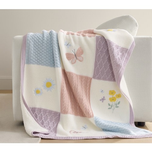 Wildflower Butterfly Patchwork Heirloom Kid Throw Blanket