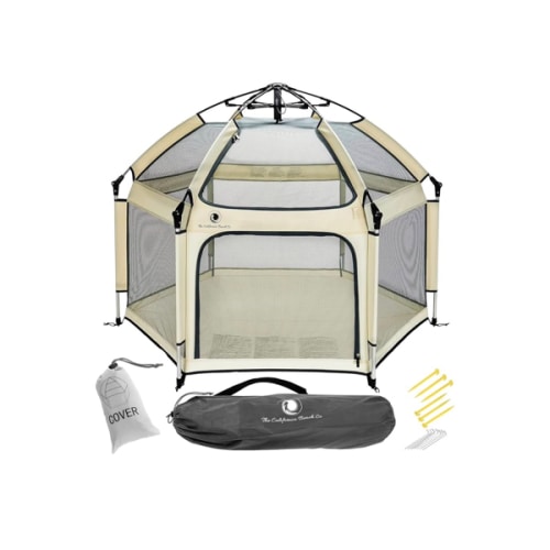 POP 'N GO PLAYPEN - Indoor & Outdoor Baby Playpen for Babies and Toddlers - Baby Beach Tent, Foldable, Portable W/Canopy, Travel Bag, & Mosquito Net - Pop Up Pack and Play Tent (Warm Ivory)