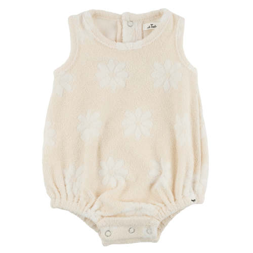 Sculpted Terry Bubble Flowers - 6-12 Months in Straw