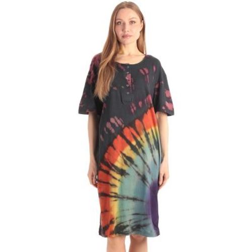 Just Love Short Sleeve Nightgown Sleep Dress for Women (Tie Dye Black Pink Swirl, Small)
