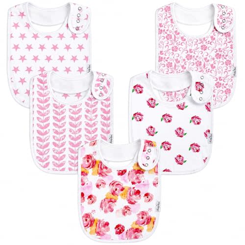 KiddyStar Premium Organic Cotton Bibs for Drooling & Teething Babies | Soft, 2-Layers, Absorbent Bibs for Baby Girl & Boy | Easy to Clean & Put On Bibs for Toddler, Newborn, Infant, 0-36 Months