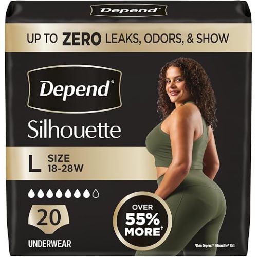 Depend Silhouette Incontinence Underwear for Women, Large, 20 Count