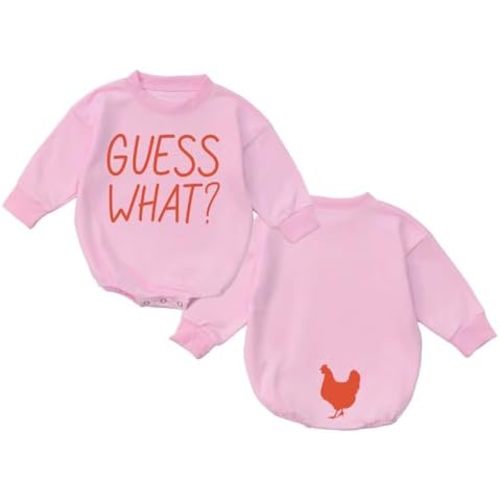 Guess What Chicken Baby Bodysuit Funny Animal Front and Back Print Unisex Infant Romper Shower Gift 0-24 Months