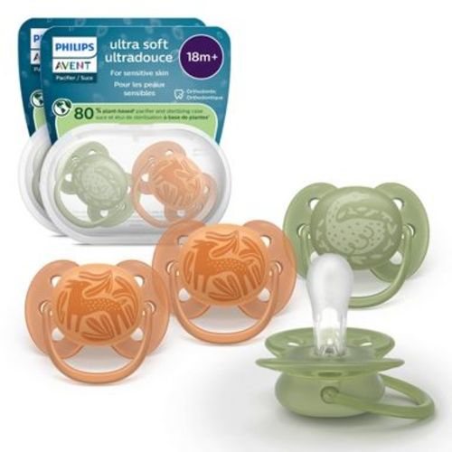 Philips Avent Ultra Soft Pacifiers 18m+ - Deer/Swan - 4pk: Silicone, BPA-Free, Phthalate-Free