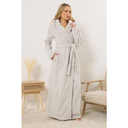 LTS Tall Natural Brown Cable Maxi Dressing Gown