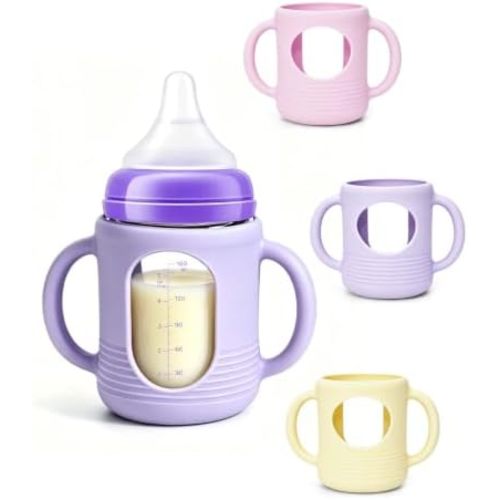 3 Pack Silicone Sleeves for Lansinoh & Pigeon Glass Baby Bottles, 5 Ounces