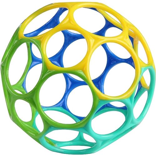 Bright Starts Oball Easy Grasp Classic Ball Infant Toy in Blue/Green, Age Newborn and up, 4 Inches