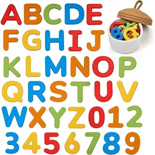 JoyCat Silicone Magnetic Letters and Numbers, A-Z and 0-9 (Vibrant Colors)