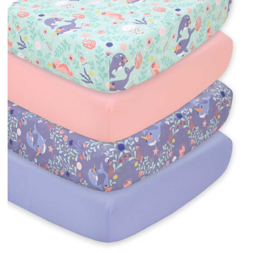 Ocean Girl 4-Pack Baby Girl Fitted Crib Sheet Set