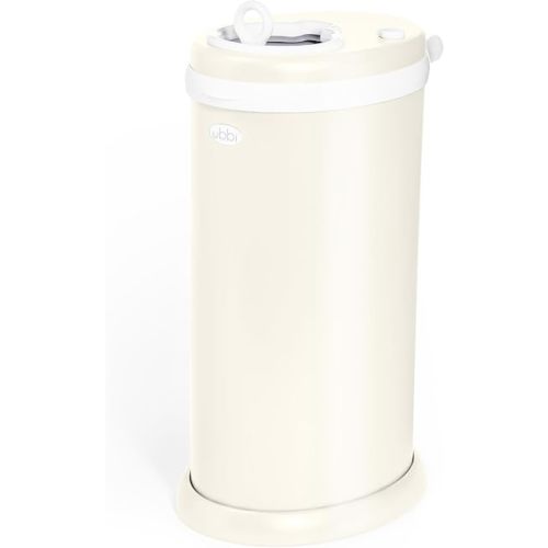 Ubbi Stainless Steel Diaper Pail, No Special Bag, Odor-Locking, Matte Ivory