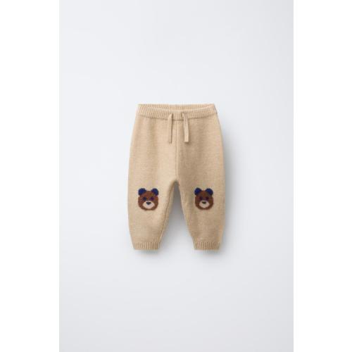 TEDDY BEAR KNIT JOGGING PANTS - taupe brown | ZARA United States