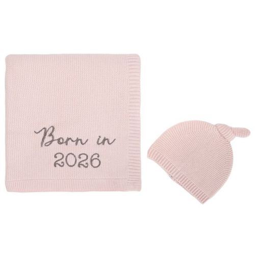 BONBINI NEW YORK Baby Knit Hat & Blanket Set – 0–6 Months - Creme Beige – Born in 2026