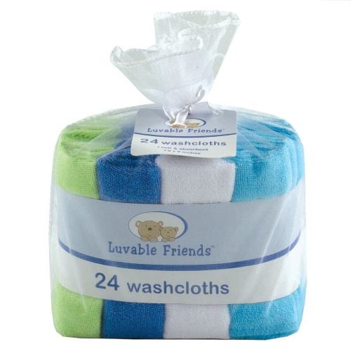 Luvable Friends Baby Boy Super Soft Bundle Washcloths, Blue, One Size - Blue - One Size