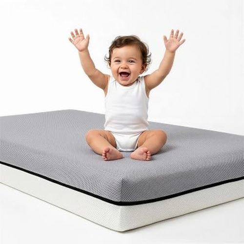 Grey and White Color, 6 Inch Full Size Crib Mattress for Standard Cribs, High Density Foam for Full Support