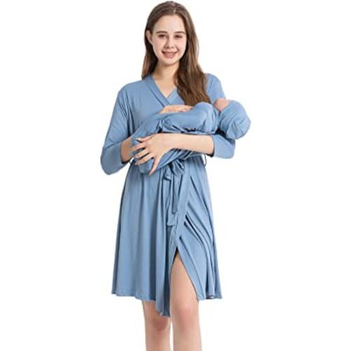 Galabloomer Maternity Robe and Receiving Blanket, Matching Mommy Labor Robe | maternity robe and swaddle set ,mommy and me, maternity robe for hospital, mommy and me hospital outfits