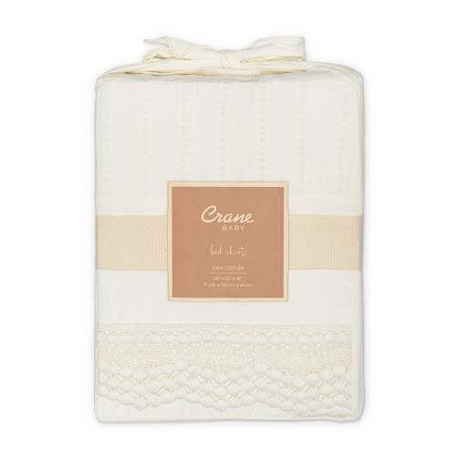 Off-White Lace Scallop Crib Skirt - Crane Baby