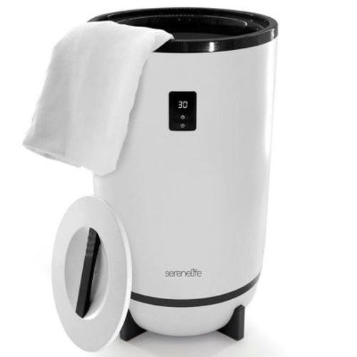 Serenelife Large Bucket Towel Warmer, White & Black
