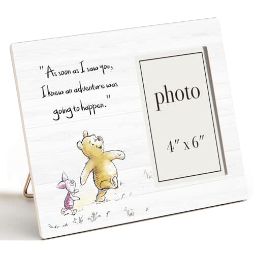 Pooh Bear Quote Picture Frame, Pooh Nursery Decor, Friendship Gifts for Him Her Friends, An Adventure Was Going To Happen Photo Frame for 4 x 6 Inch Photo