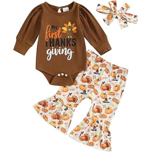 Baby Girl Valentines Day Outfit Newborn Onesie Bell Bottoms Set Infant Romper Flare Pants Cute Spring Fall Clothes