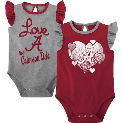 Alabama Crimson Tide Girls Newborn & Infant Spread the Love 2-Pack Bodysuit Set - Crimson/Gray