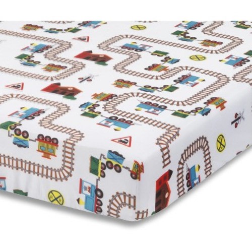 Everyday Kids Baby Boy Fitted Crib Sheet Choo Choo Train, 100% Soft Breathable Microfiber, Fits Standard Crib Mattress 28" x 52"