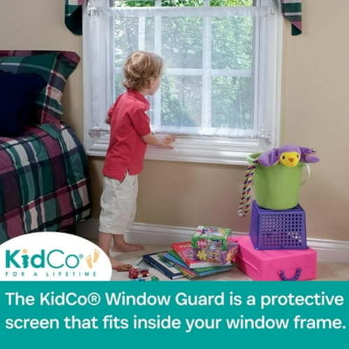 KidCo Adjustable 26 to 40 inch Mesh Protective Window Child Safety Guard, White, Plastic