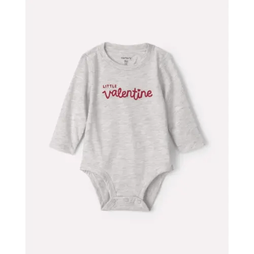 Baby 'Little Valentine' Long-Sleeve Graphic Bodysuit - Grey | Carter's