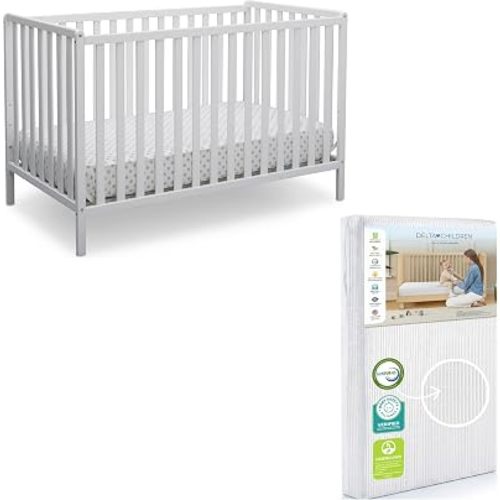 Delta Children Heartland 4-in-1 Convertible Crib & Mattress, Bianca White