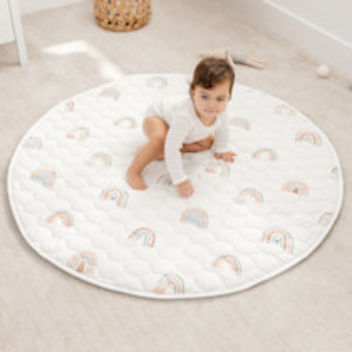 Comfy Cubs Quilted Kids Play Mat with Non-Slip Bottom - Rainbow, Circle