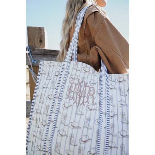 Western Blues Quilted Tote Bag | Customizable – KenzKustomz