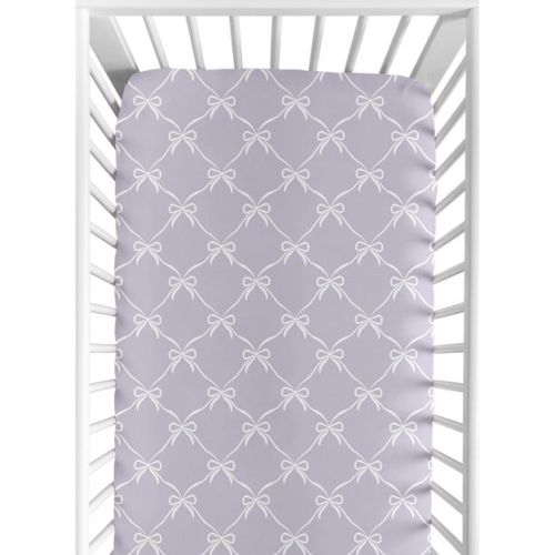 Sweet Jojo Designs Girls Baby Fitted Crib Sheet Ballerina and Ballet Bows Purple and White