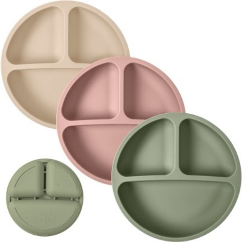 WeeSprout Silicone Plates for Babies & Toddlers 100% Food-Grade Dishes - No Lids, 3 Pack