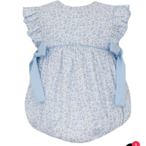 Blue Floral Bubble w/Side Bows – Posh Tots Children's Boutique