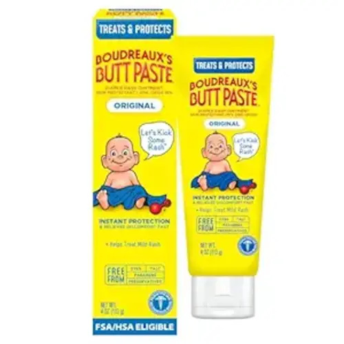 Boudreaux's Butt Paste Original Diaper Rash Cream, Diaper Cream for Baby, Fast Relief from Mild Discomfort, Pediatrician-Recommended Brand, 4 oz Tube