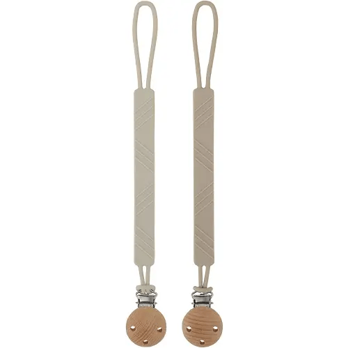 Silicone Pacifier Clip Holder for Baby Boy and Girl, Fits for Most Pacifier Teethers & Small Toys in Place, BPA Free (Sand+Light Grey)