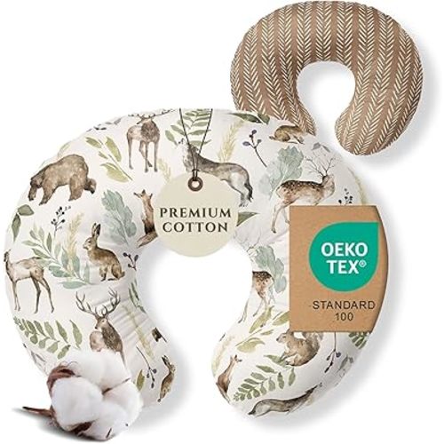 Pobibaby 1-Pack Premium Nursing Pillow Cover - Ultra Soft & Stretchy 96% Cotton, Breastfeeding Pillow Cover for Baby Boys and Girls(Wildlife)