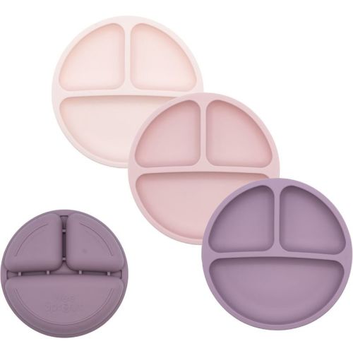 WeeSprout Silicone Plates for Babies & Toddlers 100% Food-Grade Dishes - No Lids, 3 Pack (Muted Pink, Muted Purple & Blush Pink)