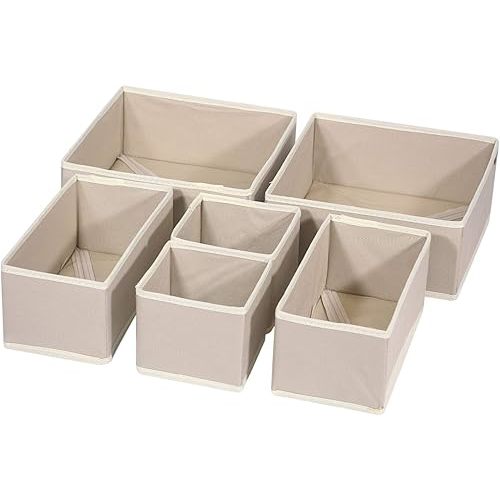 DIOMMELL 6 Pack Foldable Cloth Storage Box Closet Dresser Drawer Organizer Fabric Baskets Bins Containers Divider with Drawers for Clothes, Underwear, Bras, Socks, Lingerie, Clothing