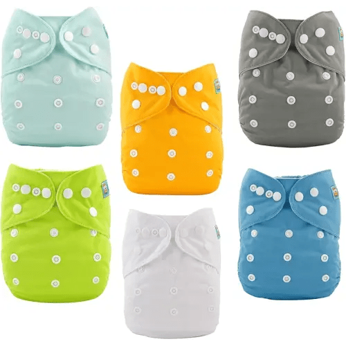 ALVABABY Baby Cloth Diaper 6 Pack with 12 Inserts One Size Cloth Diaper Covers Adjustable Washable Reusable for Baby Girls and Boys