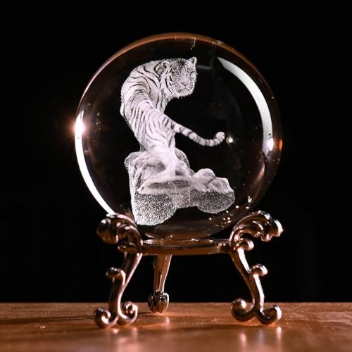 IFOLAINA 3D Fairy Crystal Ball with Stand 60mm Laser Engraved Moon Fairy Glass Ball Decorative Globes Crystal Fairy Sphere Gifts for Girl Her Fairy Lover Birthday Gifts for Daughters