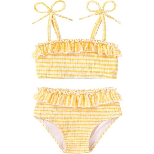 YOUNGER TREE Toddler Swimsuit Girl Two Piece Bathing Suit Ruffle Adjustable Straps Bikini Set Baby Summer Beach Swimwear