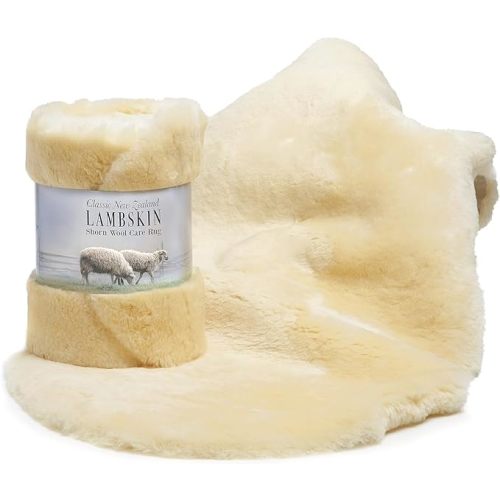Desert Breeze Genuine New Zealand Baby Sheepskin, 100% Natural, Soft Shorn Wool, Soothing Comfort, All Seasons, XLSize 37+ inches | 100% Natural, Soothing Comfort, All Seasons
