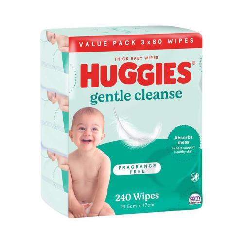 Huggies Fragrance Free 3x80 Wipes