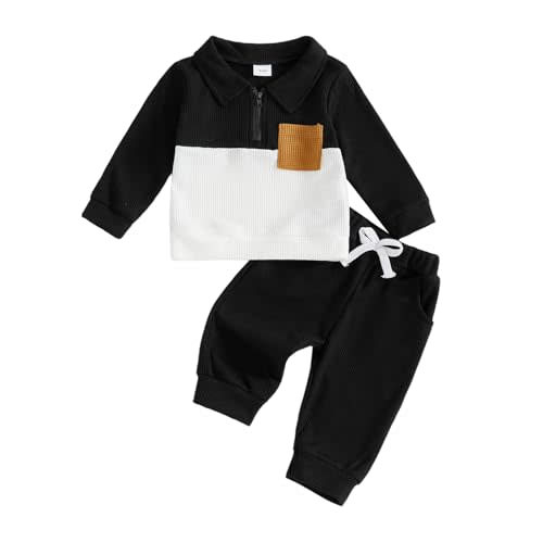VISGOGO Baby Boy Clothes Toddler Fall Winter Outfit Sweater Toddler Boy Striped Clothes 6 12 18 Months 2 3T 4T Pant Set