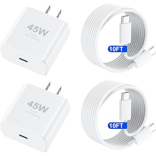 iPhone 16 Pro Max Charger Fast Charging, 45W USB C iPhone 16 Super Fast Charger Block with 10ft Long Type C Charging Cable Cord for iPhone 16/16 Pro/16 Pro Max/16 Plus/15/15 Pro Max/15Pro/Plus/S25
