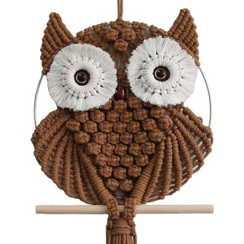 Achart Owl Macrame Wall Hanging-Hand Woven Boho Tapestry-Macrame Wall Decor -Owl Decor for Bedroom, Living Room, Nursery (Brown-L)