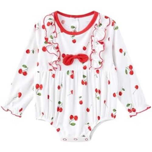 Baby Girls Long Sleeve Bodysuits Cute Ruffles Bodysuit Soft Infants Jumpsuits Toddlers Girls Outfit