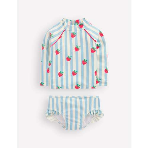 Logo Rash Vest Set-Blue Strawberry Patch